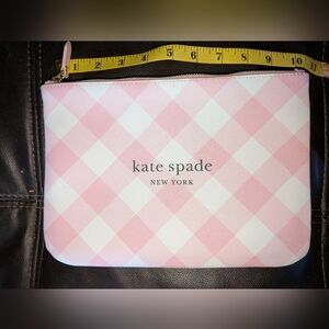 Kate Spade Pink Plaid Checkered Makeup Cosmetic Bag